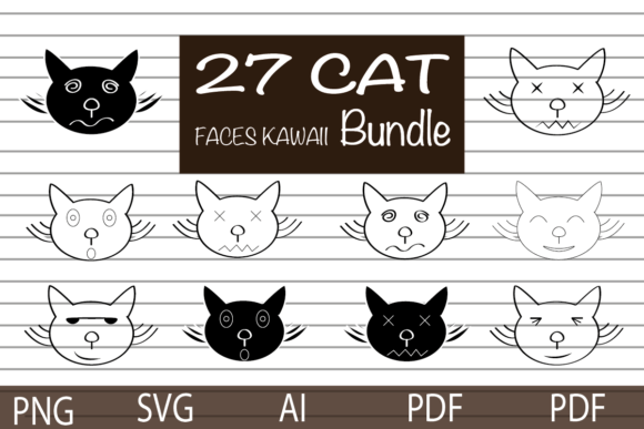 Cat Faces Funny Kawaii Doodles Review