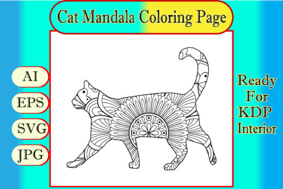 Cat Mandala Coloring Page for Adults