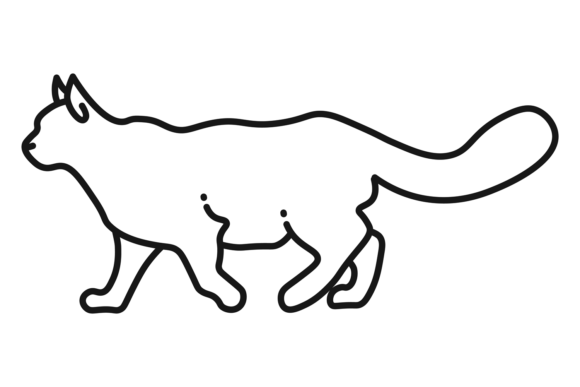 Walking Cat Line Icon for Embroidery Projects